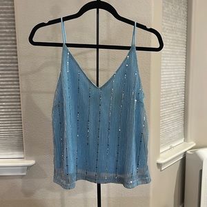 Sweet rain light blue and silver sparkly tank top